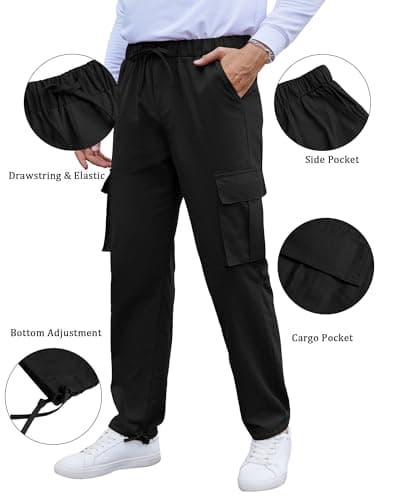 YAOHUOLE Lightweight Cargo Trousers for Men UK Loose Fit Black XXL — view 4