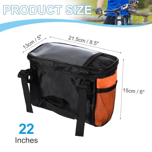 PATIKIL Bike Handlebar Bag, Bike Frame Bag Waterproof, Orange — view 2