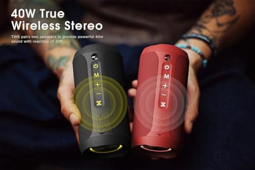 EDUPLINK Bluetooth Speaker, Portable Wireless Speakers, Waterproof IPX7 Speaker, TWS Pairing Stereo, Long Playtime for Home, Travel, Black — view 6