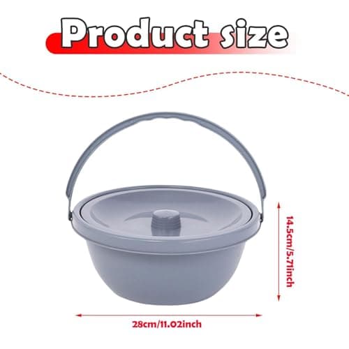 MotiveTech Bedside Commode Chamber Pot with Handle Bedpan Portable Pot Toilet Container for Elderly Male Female Adults Tent Boat — view 3