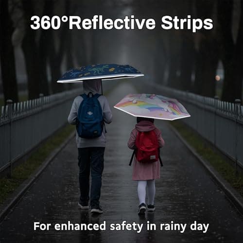 omedecal Automatic Folding Umbrella for Kids Girls & Boys, Dinosaur — view 3