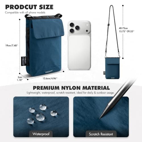 VULKIT Multifunctional Crossbody Phone Bags Lightweight Nylon Shoulder Bag RFID Blocking Family Passport Holder for Men Women Teenagers Outdoor Travel Casual Daily — view 5