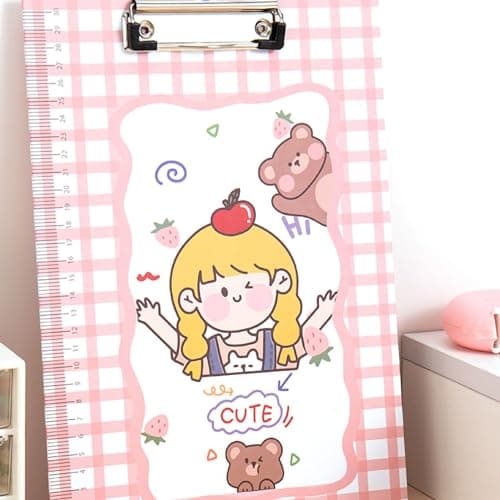 Qcwwy Clipboard Folder A4 Clipboards Cartoon Clipboard Folder for Office School Classroom School Supplies (Cute Girl) — view 3