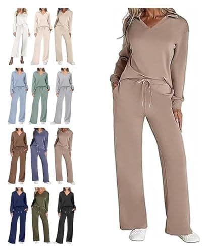 BQLFPOIHP Constituent Clothing,Constituent Travel Outfit,Women's 2 Piece Sets Outfits Casual Long Sleeve Sweatsuits Sets(Dark Khaki,L)