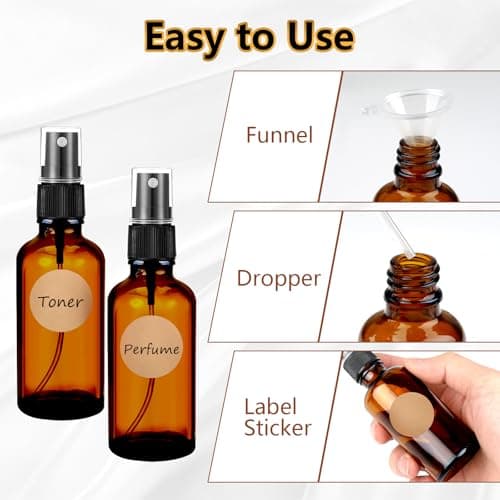 Maxmoc 50ml Amber Glass Spray Bottle,Small Refillable Fine Mist, 4pcs — view 6