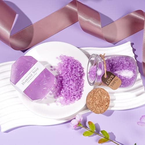 Pamper Birthday Gift for Women - Lavender Bath Spa Package for Her Relaxation Self Care Hampers Unique Skin Care Birthday Presents Set with Bath Bombs, Candles for Best Friend Mom Wife Bestie Auntie — view 4