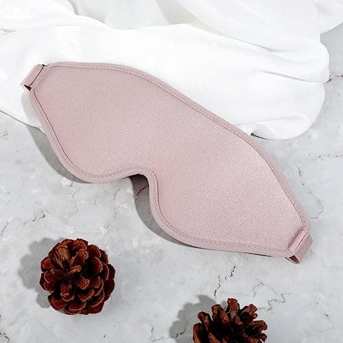 WLLHYF Silk Sleep Mask, 3D Stereo Deep Sleep Eye Mask Comfortable Adjustable Cute Block Out Light Eye Covers for Man and Woman All Night Sleep (Pink) — view 6