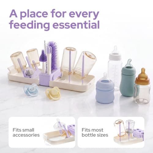 lalalark 7-in-1 Portable Baby Bottle Brush Kit, Silicone Cleaner, Purple — view 3