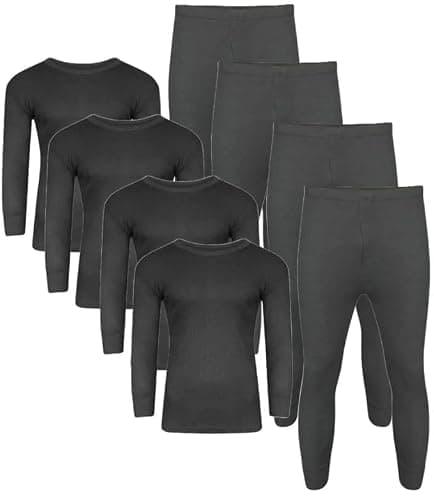 ANZEE Men’s Thermal Underwear Set – Ultra Soft Warm Long Johns Adult Base Layer Top & Bottom Lightweight Stretchable Moisture Wicking for Winter and Outdoor Activites (Charcoal Pack of 4, L)