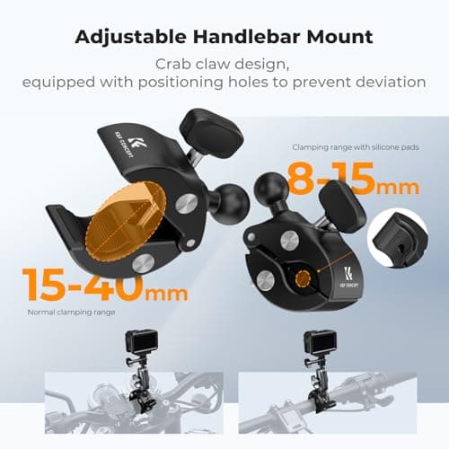 K&F CONCEPT Bike Motorcycle Handlebar Mount with 360° Swivel Dual Ball Head — view 3