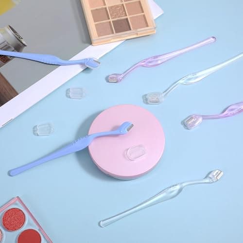 6Pcs Eye Brow Razor, Small Razors for Women, 5.1"Face Razors for Women, Mini Razor with Safety Cap for Makeup Face Care (Multicolor) — view 3