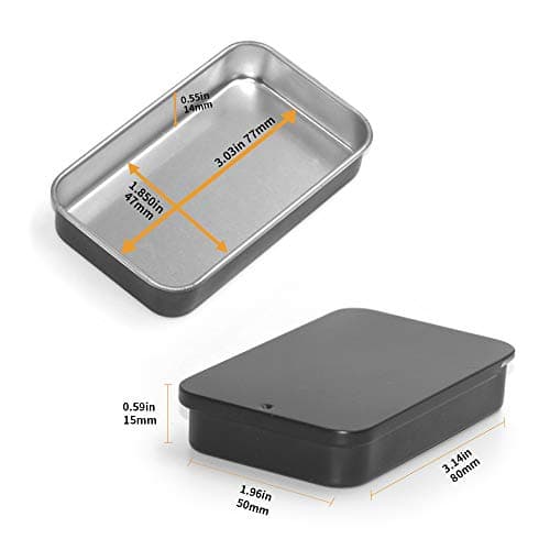 Gere 6 Pack Metal Rectangular Sliding Lid Tin Boxes Black, Containers Portable Box Small Storage Kit Home Organizer, Model 805015 — view 6