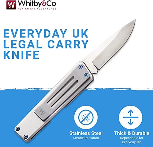 WHITBY Pocket Knife, 2.5" Mint Stainless Steel Folding Knives Titanium Grey — view 2