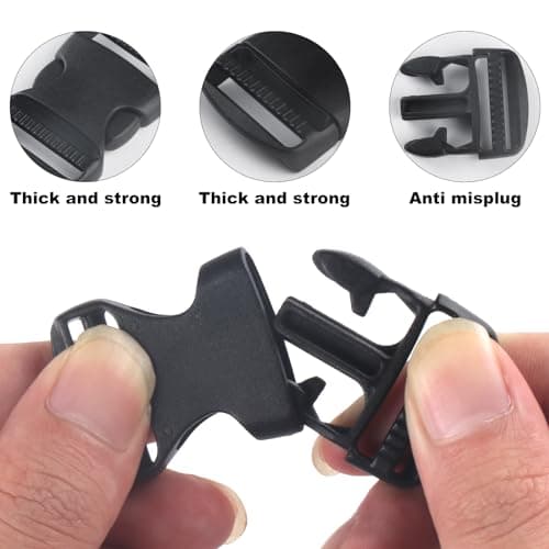 32 Pcs Plastic Side Release Buckles, 44.5mm Plastic Buckle Clips, Tri-Glide Slide Buckles, Heavy Duty Belt Clips Backpack Buckle Replacement Set for Backpack Luggage Straps Webbing Clip(3 Styles) — view 4