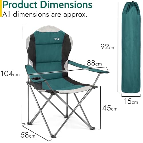 Trail Kestrel High Back Camping Chairs, Teal, 2 Pack — view 3