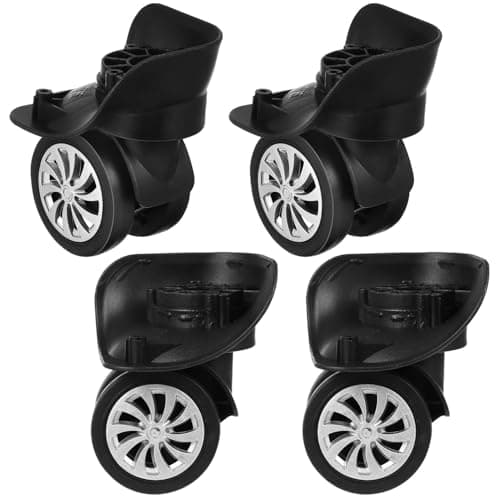 GOOHOCHY 4Pcs Luggage Wheel Swivel Caster Replacement Kit for Suitcase, Black Plastic, Large Load Capacity, DIY Repair Parts for Travel Bag