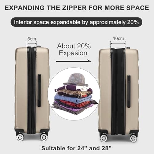Kono Medium Suitcase Expandable ABS+PC Hard Shell Travel Check in Luggage — view 5