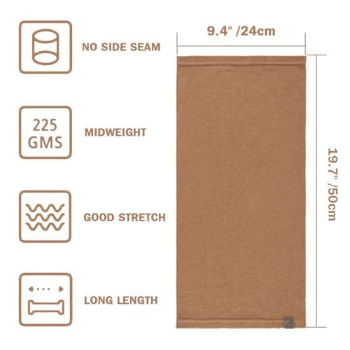 ACUSHLA 100% Merino Wool Neck Gaiter, Ski Mask Neck Warmer Unisex, Camel — view 5