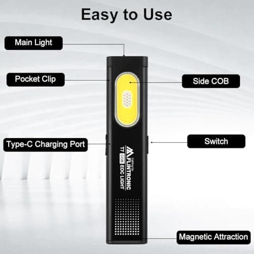 flintronic Mini Torch, USB C Rechargeable Small Torch, Black — view 6