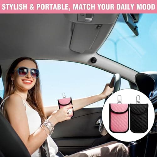 5 Pack Car Key Faraday Pouch Set, 2 Medium Signal Blocking Key Pouches Black & Pink with 3 RFID Card Holders, Anti-Theft Keyless Entry Protection — view 6