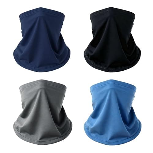 4 Packs Neck Warmer for Men Women Unisex Fleece Winter Neck Gaiter Windproof Bandana Face Covering Scarf for Skiing Motorcycle Running Cycling (black+navvyblue+skyblue+grey, one size)