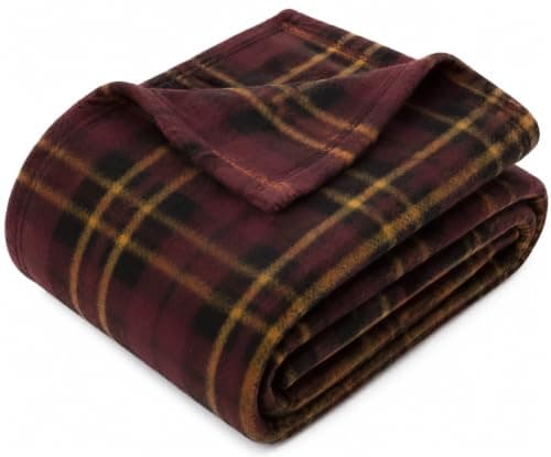 Adore Home 150x200cm Double Tartan Check Fleece Throw Blanket Brown Wine