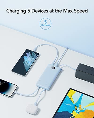 VRURC 10000mAh Power Bank With Built-in 4 Cables, Slim Portable Charger — view 3