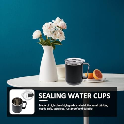 Veemoon Stainless Steel Coffee Mug 460Ml with Lid and Spoon, Leak-Proof Sealing Travel Cup with Removable Heating Base, Black Inner Layer, Suitable for Camping and Daily Use — view 2