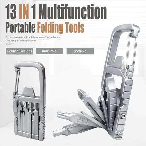 GOWEILE Multitool Keychain 12 in 1 Portable Folding Multi Tool Stainless Steel Outdoor Screwdriver Bit Multipurpose Hand Tool Gifts for Men — view 4