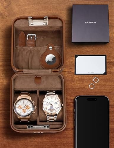 Waterproof 2 Slots PU Leather Watch Travel Case with Combination Lock,Brown — view 5