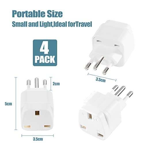 LUKELI 4 Pack UK to BRAZIL Plug Adapter Travel Plug to Brazil UK to Brazilian 3 pin plug Converter Power Adapter for BRAZIL and PARTS of South Africa (White 4 Pack) — view 5