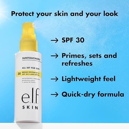 e.l.f. SKIN All Set For Sun SPF 30, Setting Spray With SPF 30 For Long-Lasting Makeup, Weightless, Non-Greasy Formula, Vegan & Cruelty-Free, Packaging May Vary — view 3