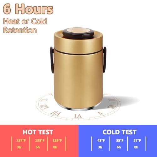 2L Insulated Food Flask, 3-Tier Stainless Steel Thermal Lunch Box with Bag — view 3