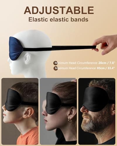 Aosun Silk Sleep Mask, 22-Momme 100% Pure Mulberry Silk Light-Blocking Eye Mask with Adjustable Strap, Hypoallergenic, Gifts for Women and Men (Black) — view 6