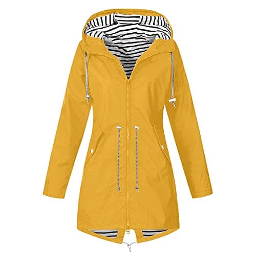 Women's Waterproof Rain Jacket Lightweight Hooded Plus Size Long Rain Coat Waterproof Coats for Hiking Walking Travel Outdoor Windproof Trench Coat Solid Outdoor Windbreaker Fall Winter Jackets