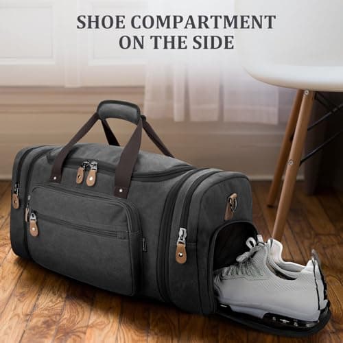 Gonex 60L Expandable Canvas Holdall for Men, Travel Duffle Overnight Bag — view 3