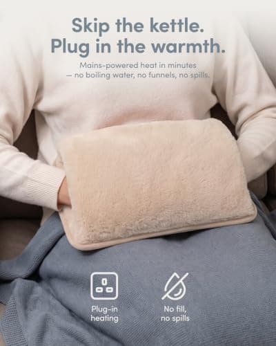 Keplin Rechargeable Electric Hot Water Bottle - Auto-Shut Off, Fast Heating Heat Pad, Back Pain Relief, Rechargeable Hand Warmers & Heating Pad, Small Hot Water Bottle, 1 Year Warranty, Cream — view 2