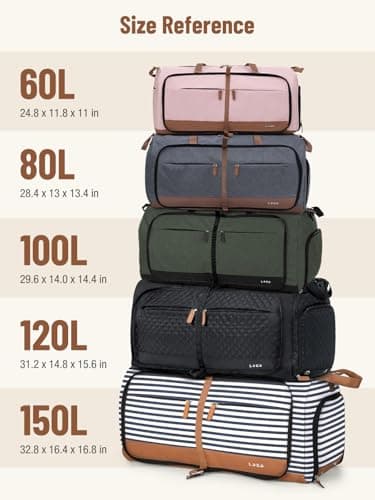 Lekesky Large Foldable Travel Duffe Bag - 60L Waterproof Holdall Luggage Bag with Shoes Compartment, Weekend Overnight Sports Bag for Women and Men(Black, 63 * 30 * 28cm) — view 6