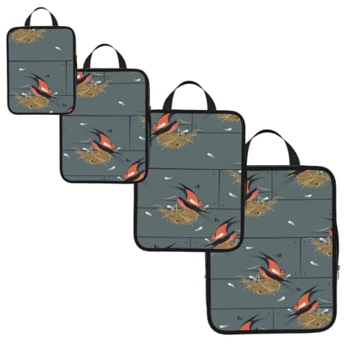 Barn Swallow In Graphite Print 4 Set Compression Packing Cubes For Suitcases,Expandable Storage Bags Organizers — view 2