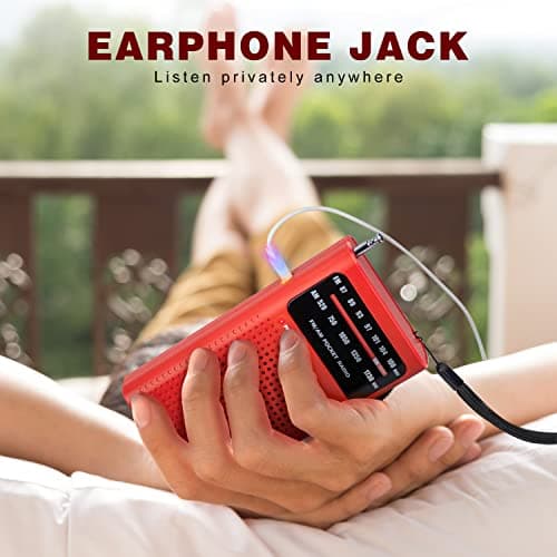 Tendak Small Radio, Portable Radio FM/AM, Pocket Radio Battery Radio with Excellent Receiving and Sound Quality/Headphone Jack, Easy to Use, Transistor Radio Suitable for Travel and Camping — view 6