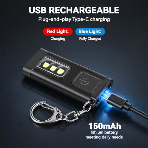 AXFEE Keychain Torch, 1PC LED Small Torch Keyring Light, 3 Modes — view 6