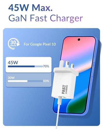 45W 2-Port USB C Fast Charger Plug Cable for Google Pixel 11 10 Pro XL 9 8 — view 3