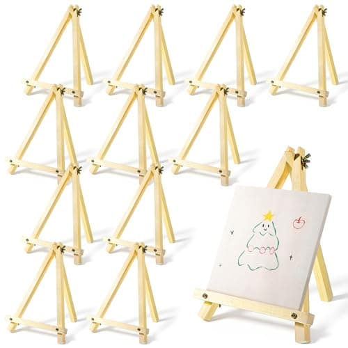 12 Pack 9 Inch Wood Easels, Tabletop Easels for Painting, Small Portable Canvas Holder, Tripod Painting Easel, Paintings Party Easel for Art Crafts Photo Picture Sign Display