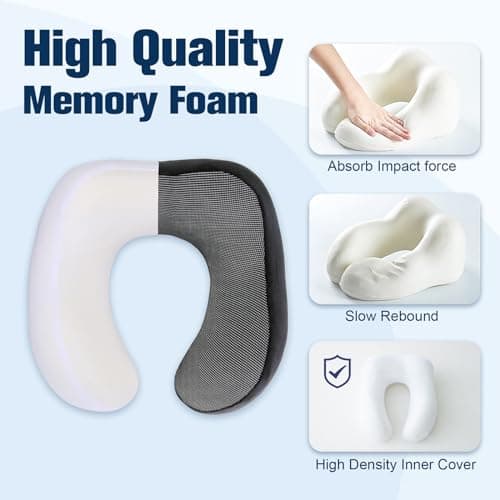 Cirorld Travel Pillow for Airplane, Neck Pillow for Travel, Memory Foam Travel Neck Pillow for Adults, Adjustable & Compact Flight Pillow, Ergonomic Neck Cushion, With Ear Plugs, Eye Mask, Carry Bag — view 5