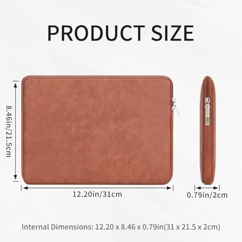 RAINYEAR 11 Inch Laptop Sleeve PU Suede Leather Carrying Case, Brown — view 4