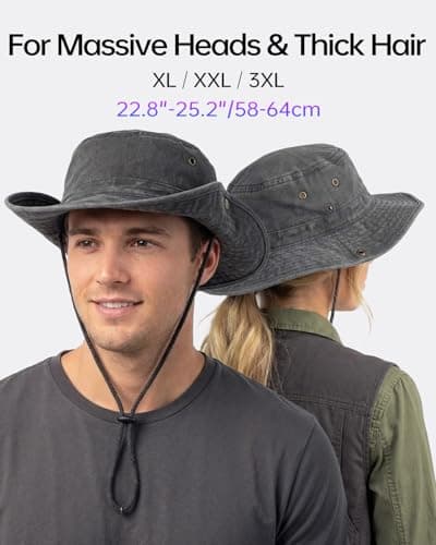 Zylioo XL/XXL/3XL Sun Hats Men Big Heads Hats Large UPF50+ Safari Hat — view 2