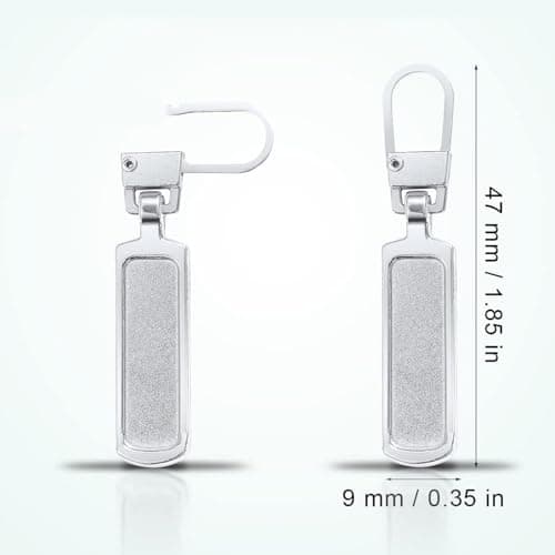 LEOUEANR 4Pcs Spare Zipper Pulls, Metal Removable Rectangle Zipper puller replacement for Down Jacket, Bag and Shoe Repair(Silver) — view 2