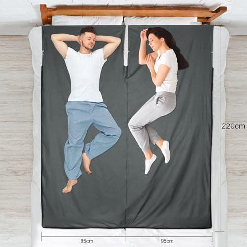 MYCARBON Travel Sleeping Bag Liner 100% Cotton, 220 x 95cm, Zipper type — view 2