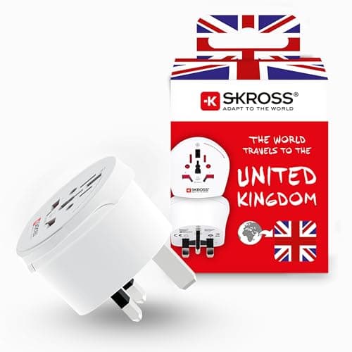Skross World to UK Travel Adapter | International Plug Converter for Visitors to United Kingdom | Compatible with Laptops, Phones, Hairdryers and More.