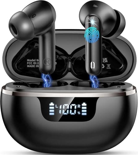 2026 Wireless Earbuds, Bluetooth 5.4 Headphones, 50H Playtime In Ear Earphones HiFi Stereo, Ear buds with 4 ENC Noise Cancelling Mics Deep Bass, IP7 Waterproof Earbuds with LED Display, Fast Charging